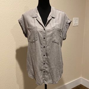 Casual Gray Button-Up Women's Top